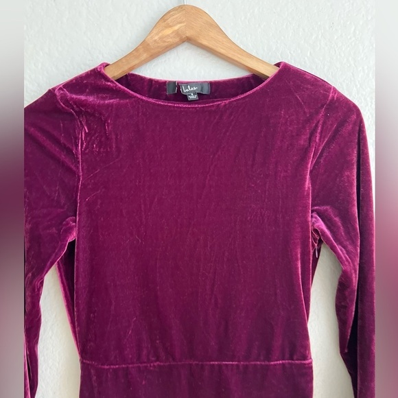 NWOT True Heart Mauve Purple Velvet Ruched Long Sleeve Bodycon Dress - Picture 4 of 7